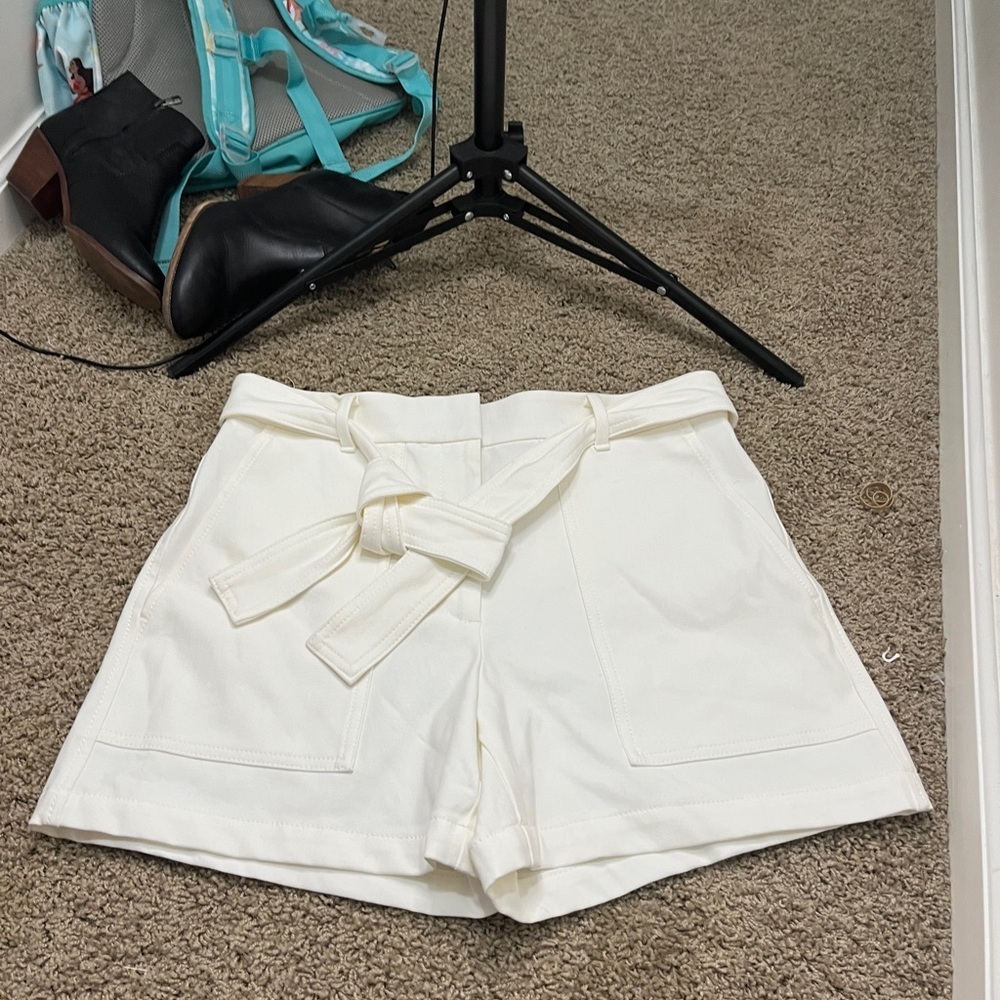 Ann Taylor NWT Marina Shorts With Belt Nautical White Sz 6 - Picture 2 of 12